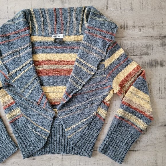 Parkhurst Multi Color Striped Open Front Cardigan Sweater XL - Picture 3 of 16